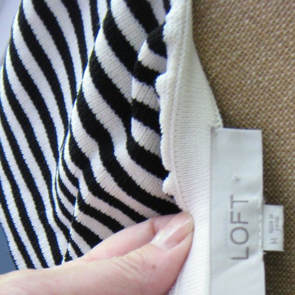 LOFT one-shoulder black and cream striped top - Picture 4 of 4